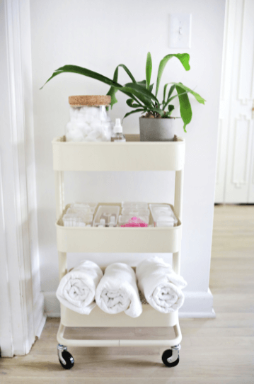 rolling cart for extra bathroom storage