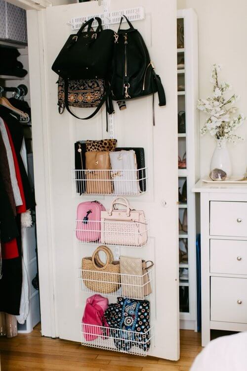 purse storage on back of closet door
