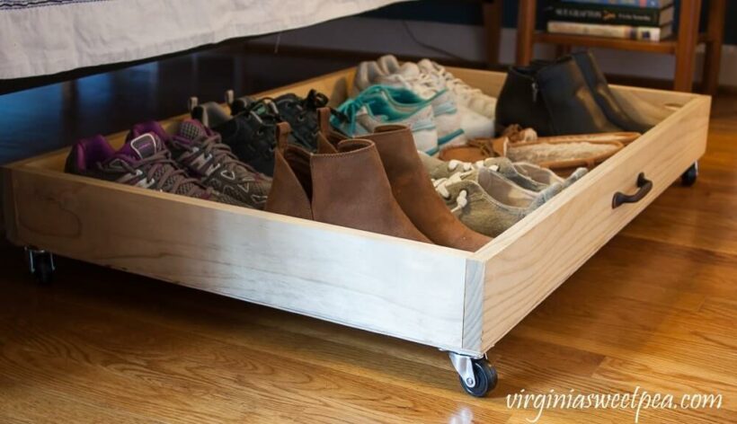 DIY under the bed rolling shoe drawer