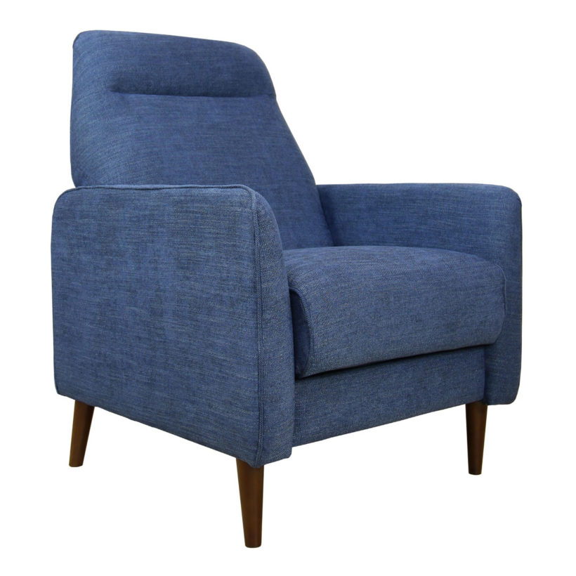 blue mid-century modern recliner