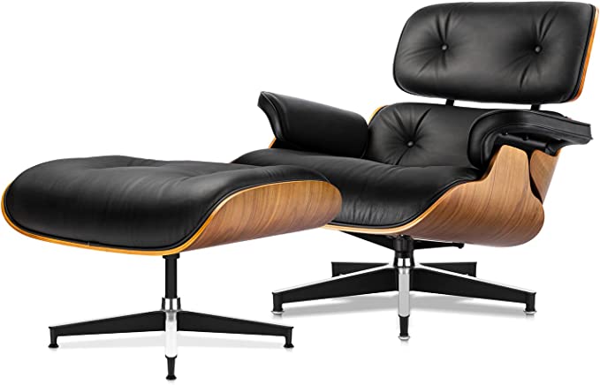 modern black chair and ottoman Eames style design