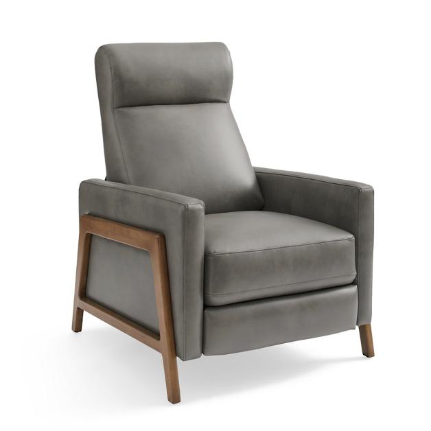 gray faux leather modern recliner