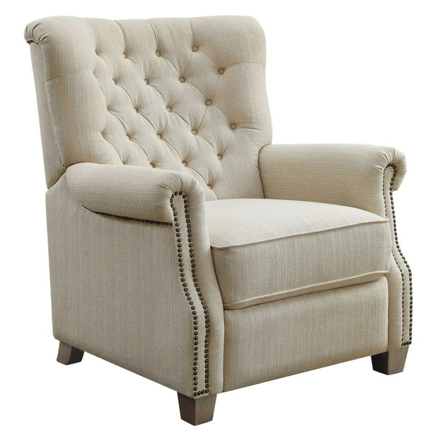 tufted rolled arm traditional recliner
