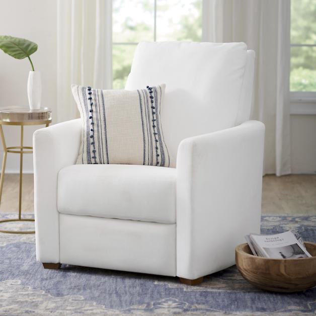 stylish white fabric recliner