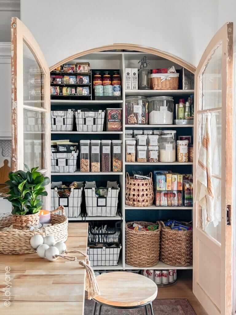 pantry with beautiful refinished doors
