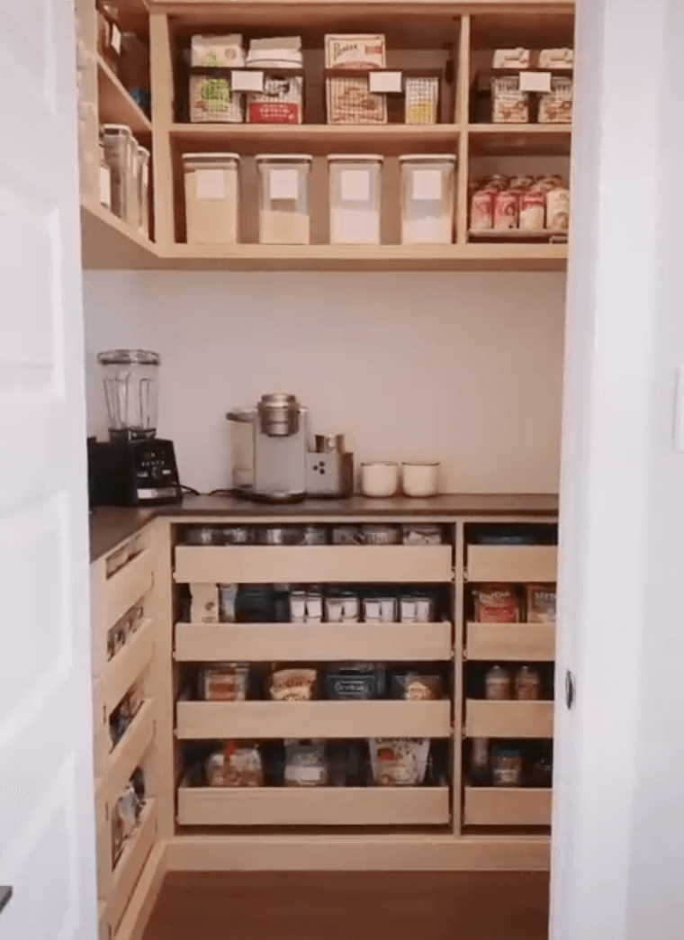 pantry with full extension drawers