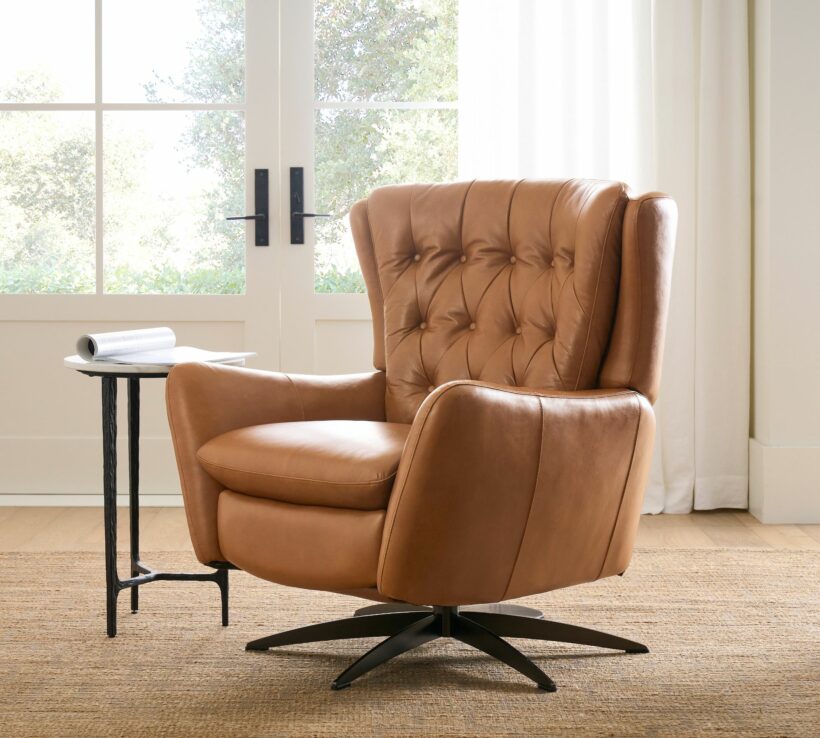 tufted wingback leather recliner