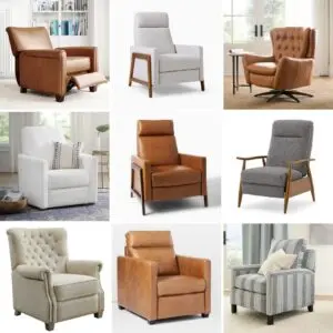 collage image of 9 stylish and attractive recliners