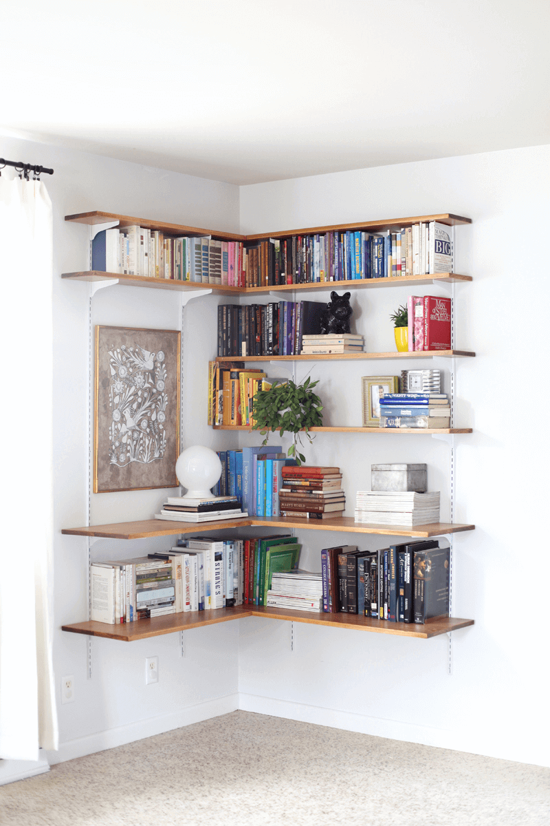 corner shelves with brackets