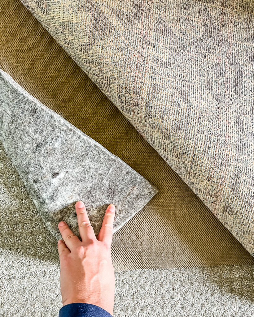 rug pad for plush rug over carpet