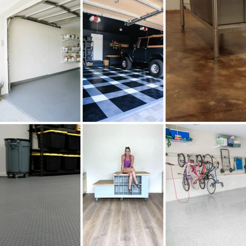 collage of images of different types of garage flooring