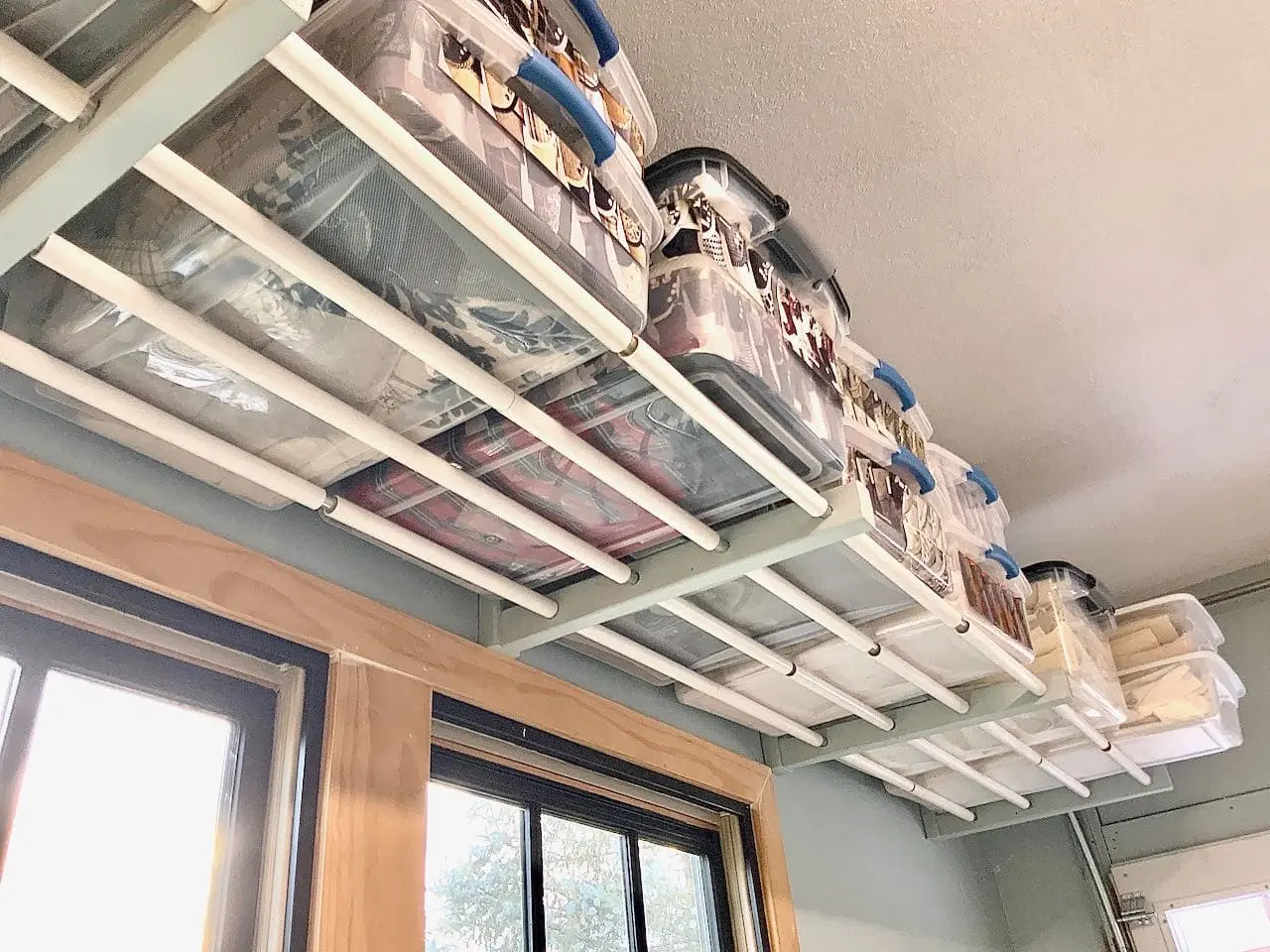 DIY overhead conveyor belt garage storage