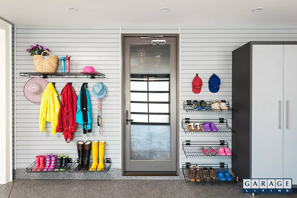 slat wall organization system in a garage