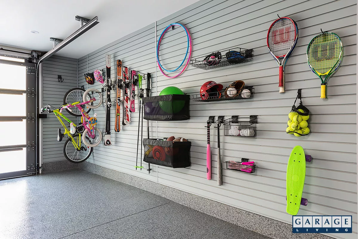 slat wall organization system in a garage