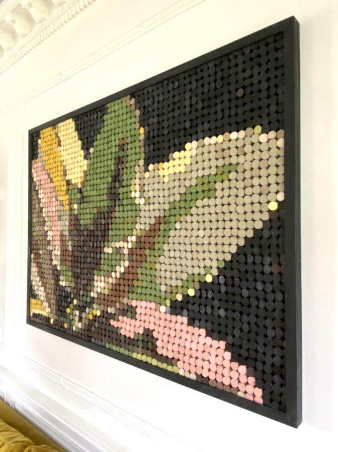 large pixel dowel art of flower
