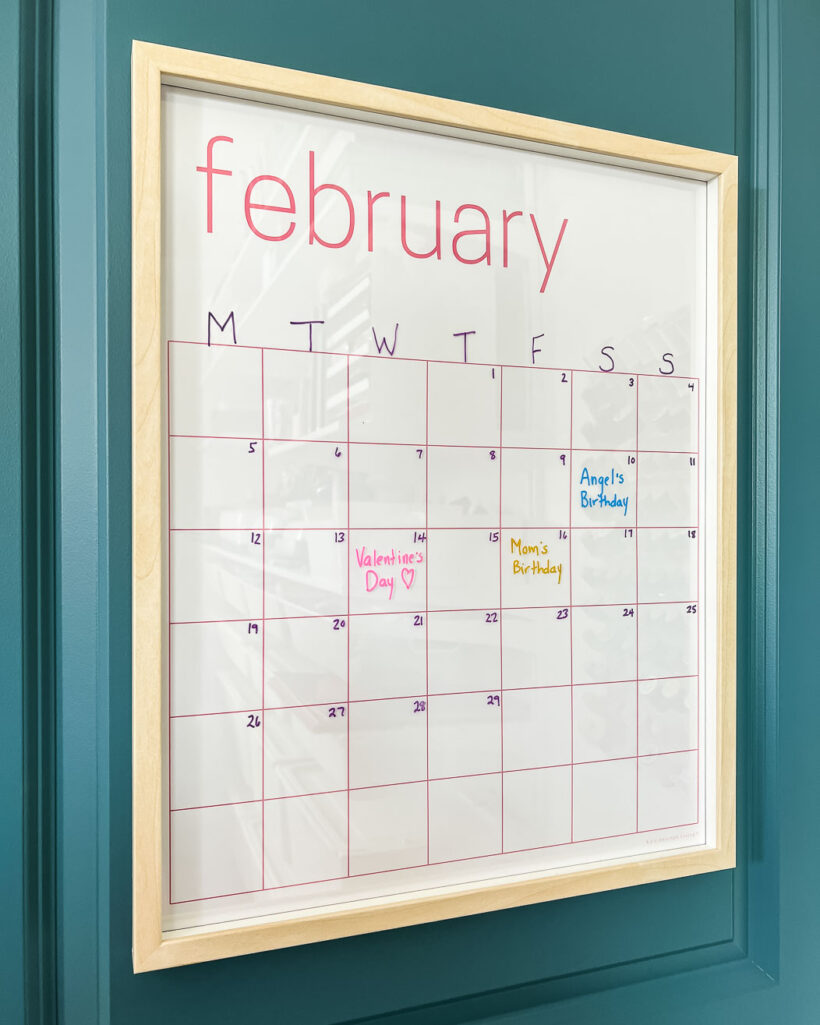 single month of kaleidoscope living white wall calendar framed in IKEA frame