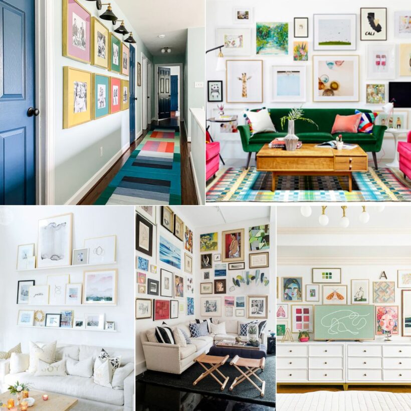 collage of images featuring inspiring gallery wall ideas