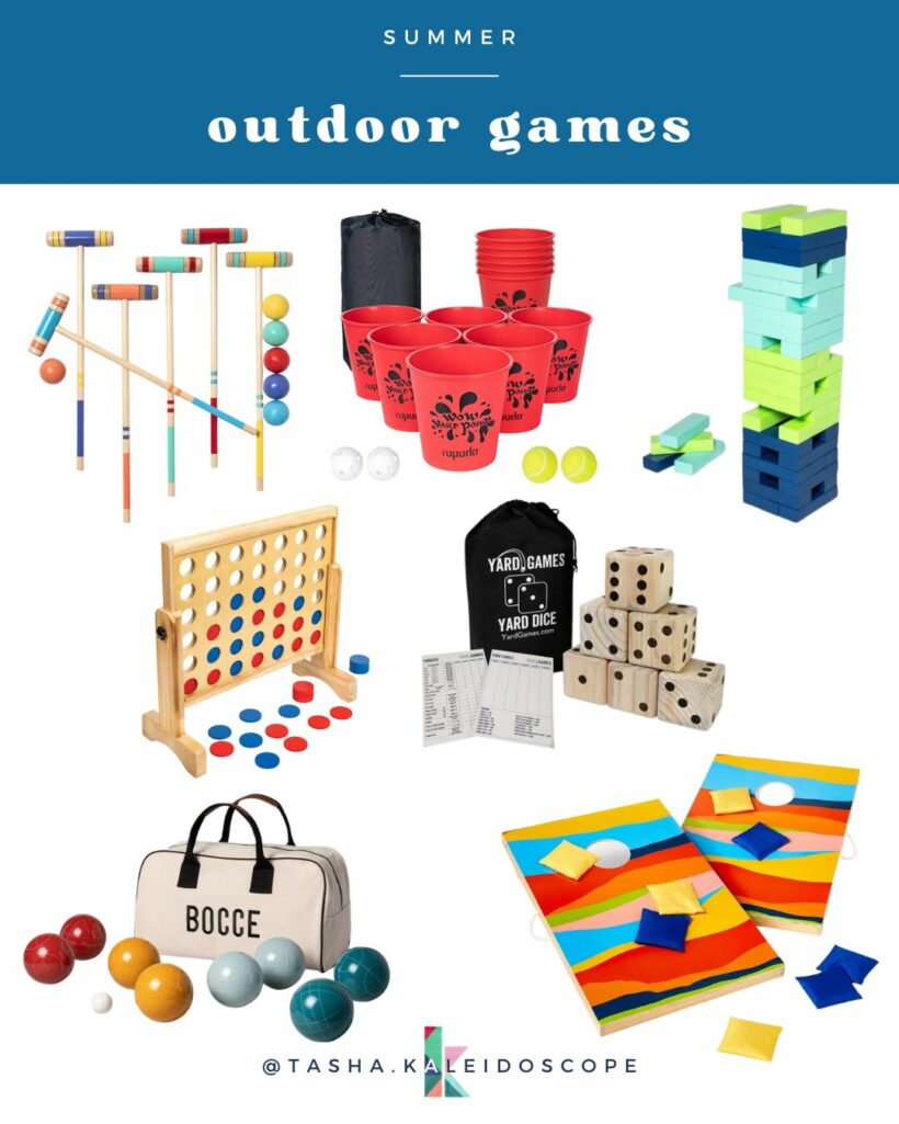 collage image of fun outdoor games for families