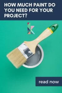 image of paint brushes and paint cans with text that reads "how much paint do you need to buy for your project?"