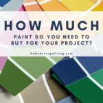 image of paint brushes and paint cans with text that reads "how much paint do you need to buy for your project?"