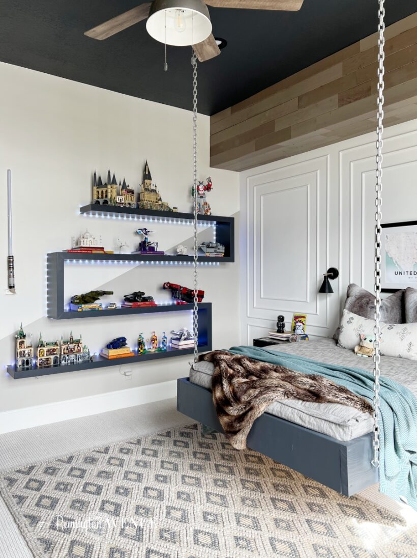 hanging bed in teen bedroom