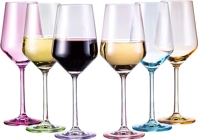 colorful glass wine glasses