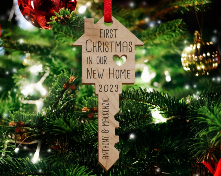 custom key ornament for first Christmas in new home