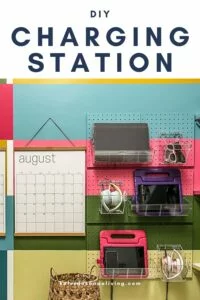 photo of family charing station made from pegboard