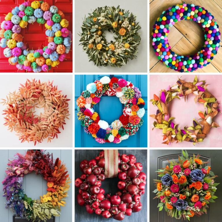 collage of photos of fall wreath ideas