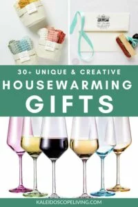 photo collage of unique housewarming gift ideas