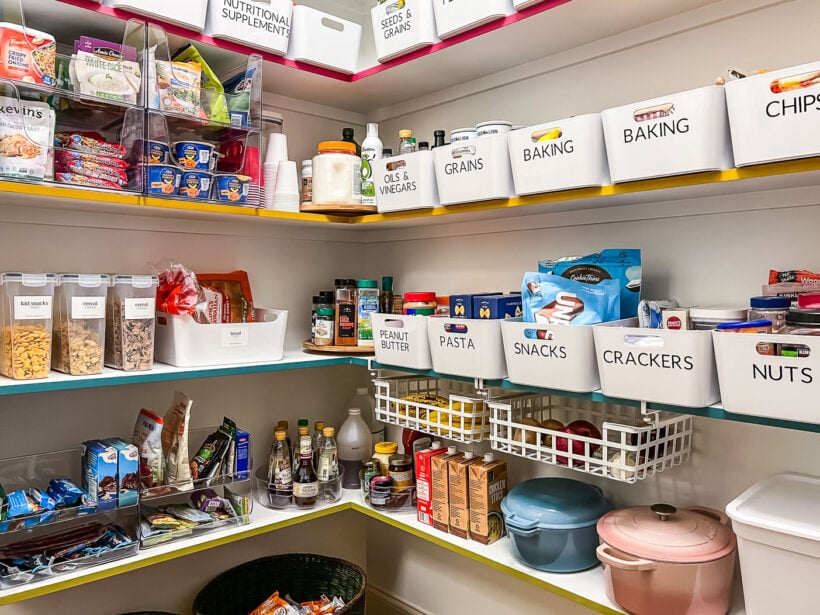 lazy susans used in corners of pantry shelves