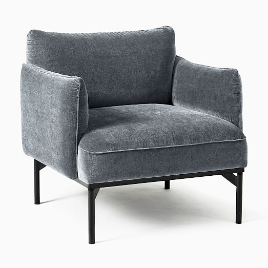 blue gray velvet accent chair for under $400