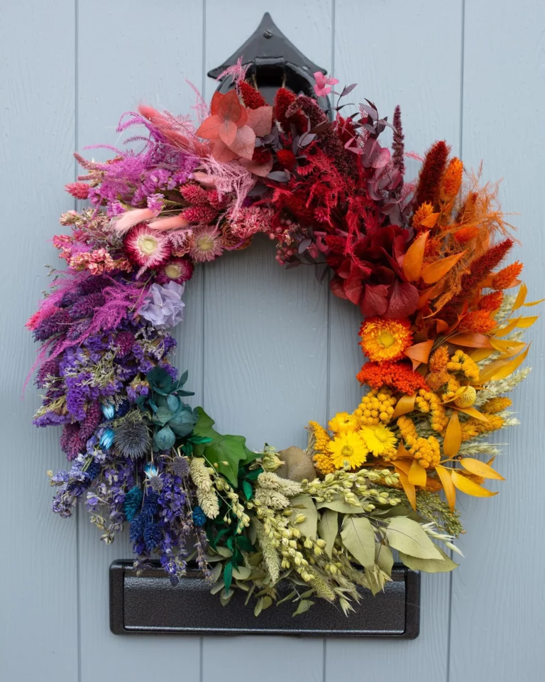rainbow dried flowers fall wreath