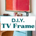 wall mounted TV with DIY wood frame