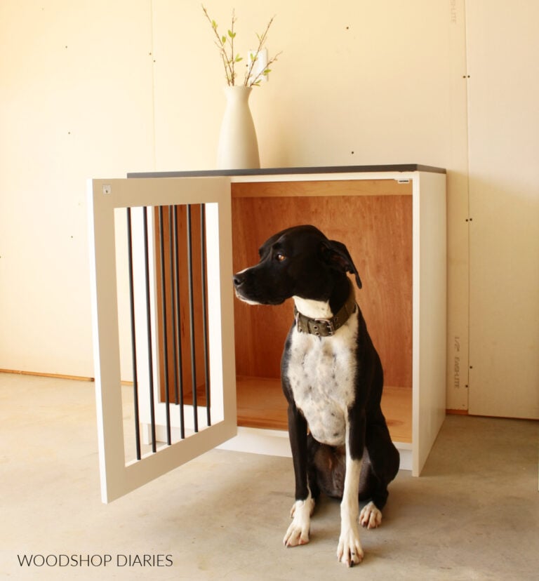 DIY dog crate cabinet to fit under countertop