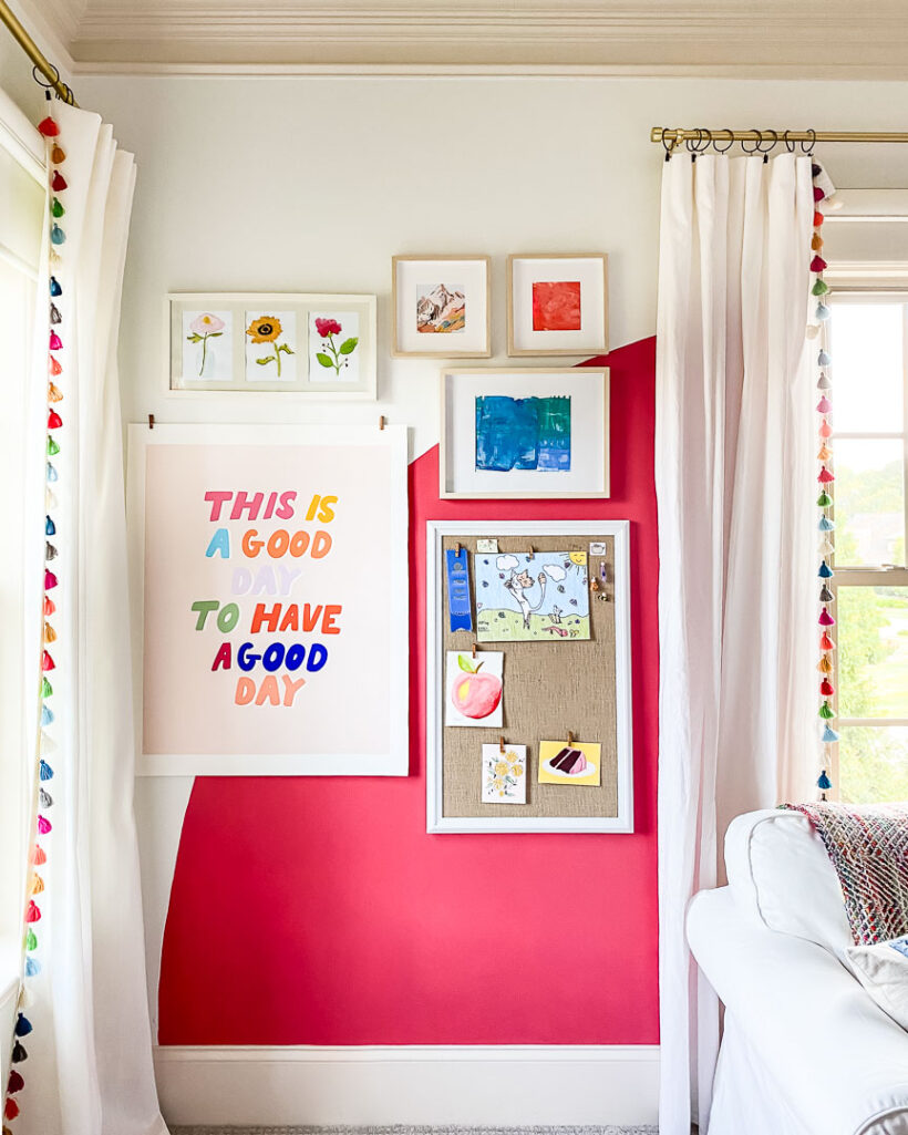 curtains with tassels in colorful girl's bedroom