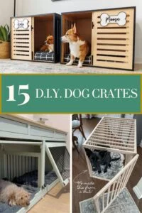 collage of DIY dog crate images