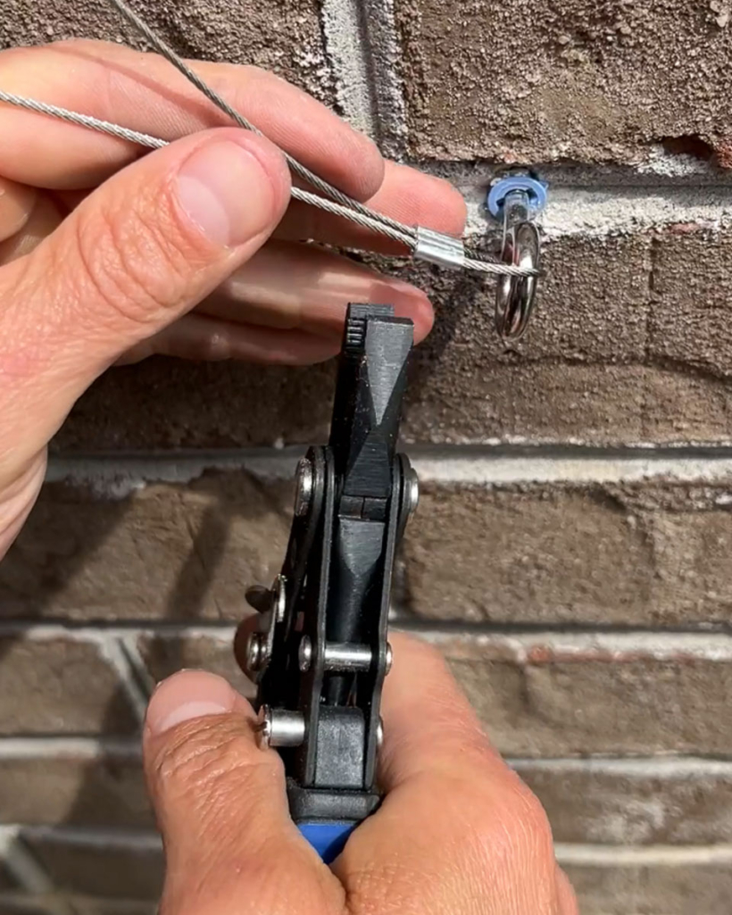 using pliers to clamp aluminum ferrule