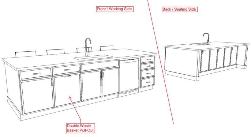 rendering of kitchen island cabinetry