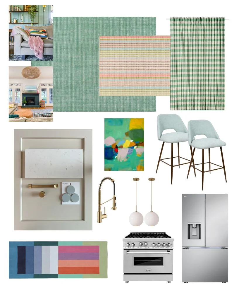 digital mood board for colorful kitchen design by Kaleidoscope Living