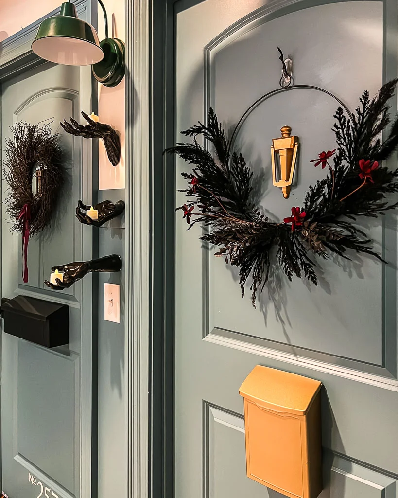 kid's bedroom doors decorated for Halloween